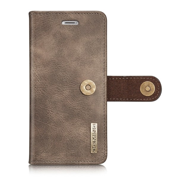 DG.MING iPhone 8/7/6 Split Läder Plånboksfodral - Coffee Black