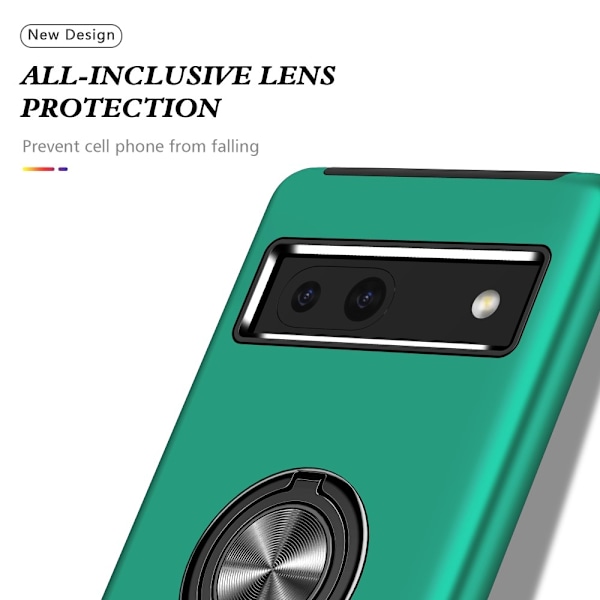 Til Google Pixel 8a Fingerring Kickstand Hybrid Taske Green