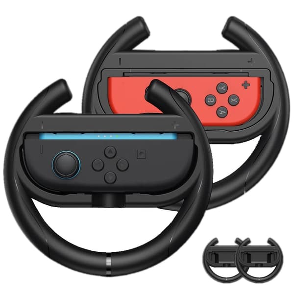 Kompatibelt med Nintendo Switch 2 Vänster Höger Joy-Con Racing Rattgrepp Ratt Svart