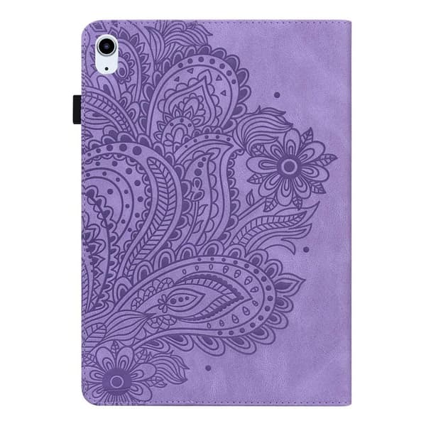 Apple iPad 10.9 2022 Sammenleggbart Veske Kortholder Blomster - Lilla Purple