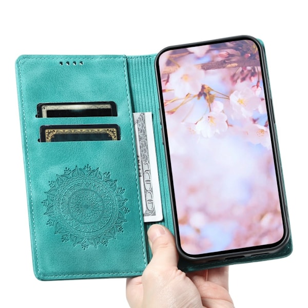 Til Samsung Galaxy S25 tegnebogscover Cover Shell Mandala Blomstermønster Green
