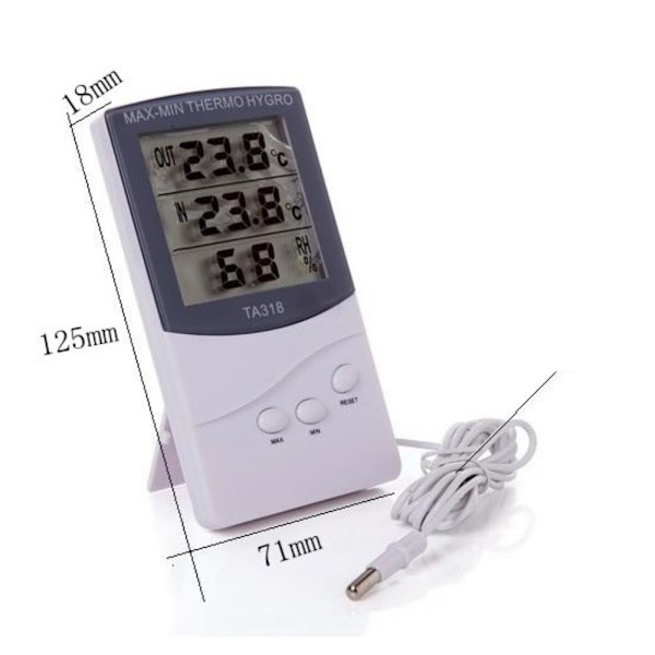 Inomhus & utomhus Termometer Hygrometer TA318