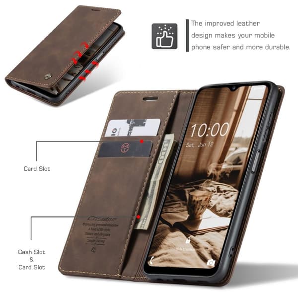 CASEME Retro tegnebog taske til Samsung Galaxy A34 - Kaffe Brown