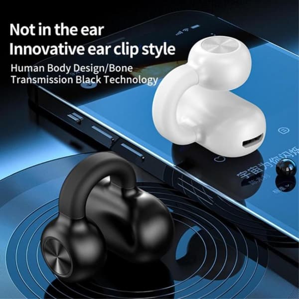 Clip - On Ear Bluetooth 5.3 Hodesett Støyreduserende Trådløs Hodetelefon Black