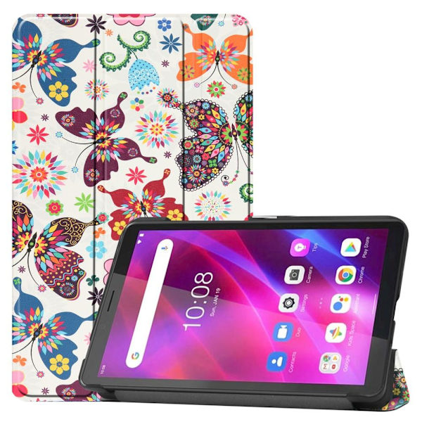 Pattern Tri-fold Stand Cover Lenovo Tab M7 (3rd Gen) - Butterflies White