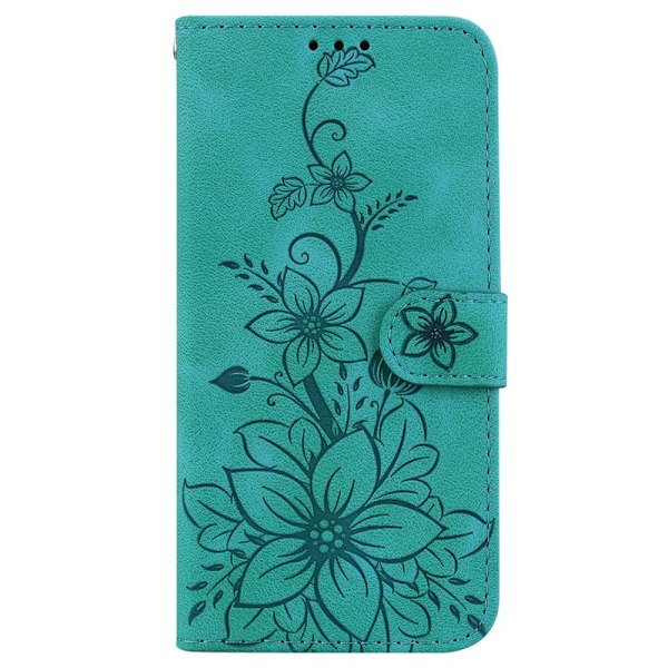 För Xiaomi Redmi 14C Fodral Ställ Plånboksfodral Blommönster - Grön Grön