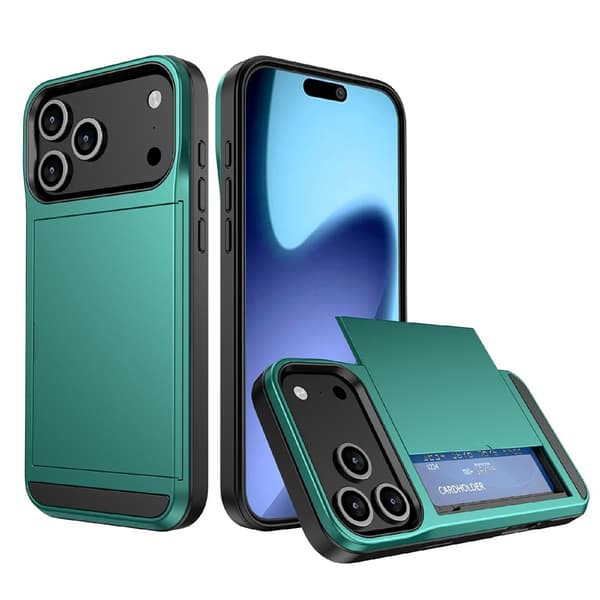 Puhelinkotelo liukuvalla korttipidikkeellä iPhone 18 Pro / 17 Pro puhelimelle Blue