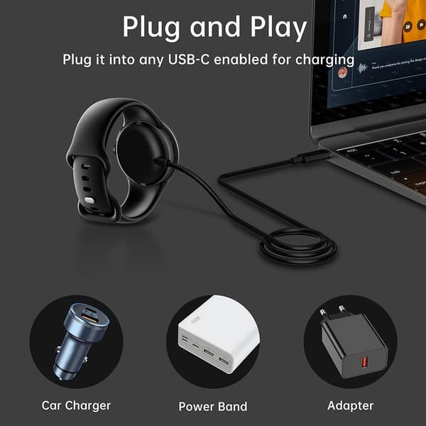 For Google Pixel Watch Ladekabeldock USB - C 1m Black