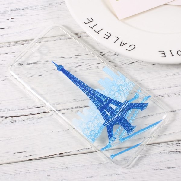 Huawei P10 Soft Gel TPU skal - Blue Eiffel Tower Transparent