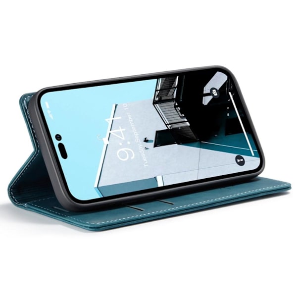 CASEME Retro tegnebog taske til iPhone 14 Pro - Blå Blue