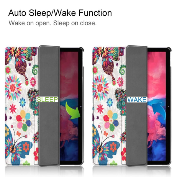 Tri-fold Stand Cover for Lenovo Tab P11 / P11 Plus- Butterfly Multicolor