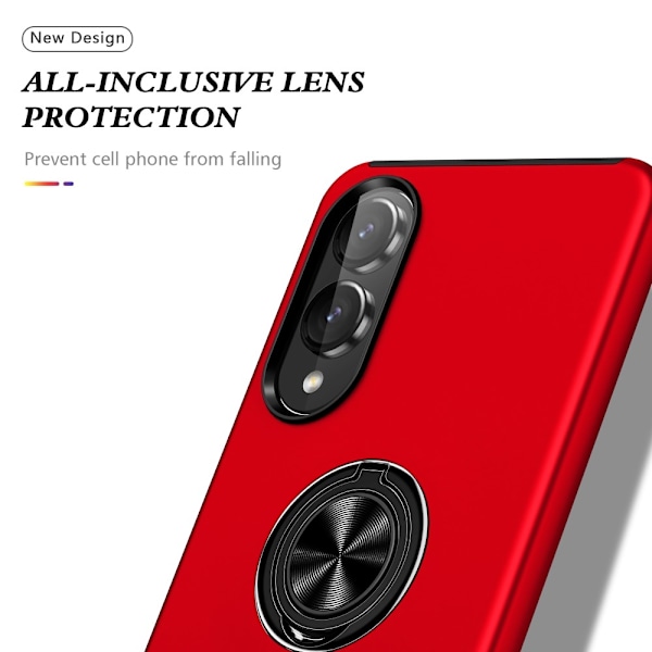 Til Samsung Galaxy S25 Edge Hybrid Deksel Med Fingerring Red