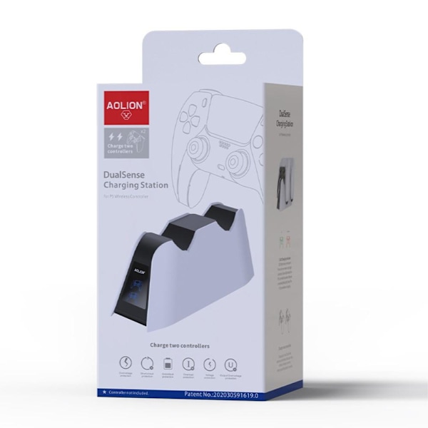 AOLION ALP500701 Dual Slot Fast Charging Dock för PS5 Elite Controller Vit