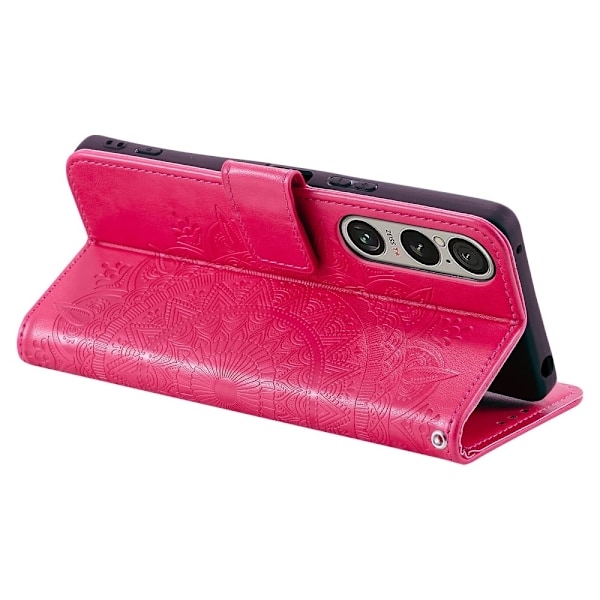 Til Sony Xperia 1 VII tegnebogscover Cover Shell Mandala Blomstermønster Red