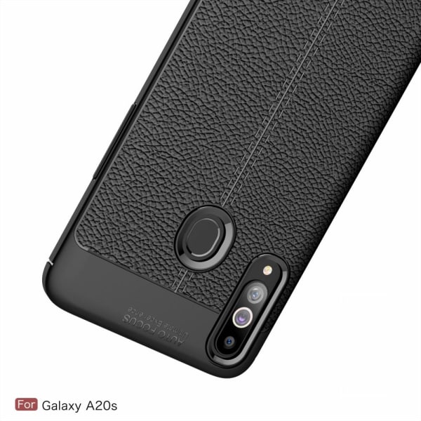 Litchi Texture Soft TPU Case for Samsung Galaxy A20s - Black Black