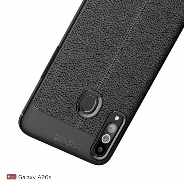 Samsung Galaxy A20s TPU skal Litchi Texture - Svart Svart