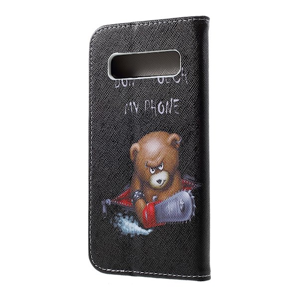 Samsung Galaxy S10 Plånboksfodral - Angry Bear and Warning Words Svart