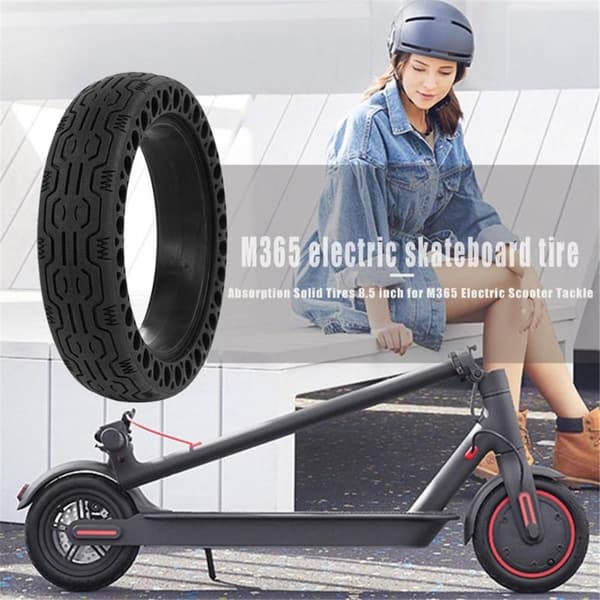 Punkteringsfrit dæk gummidæk tilbehør til Xiaomi M365 elektrisk scooter Black