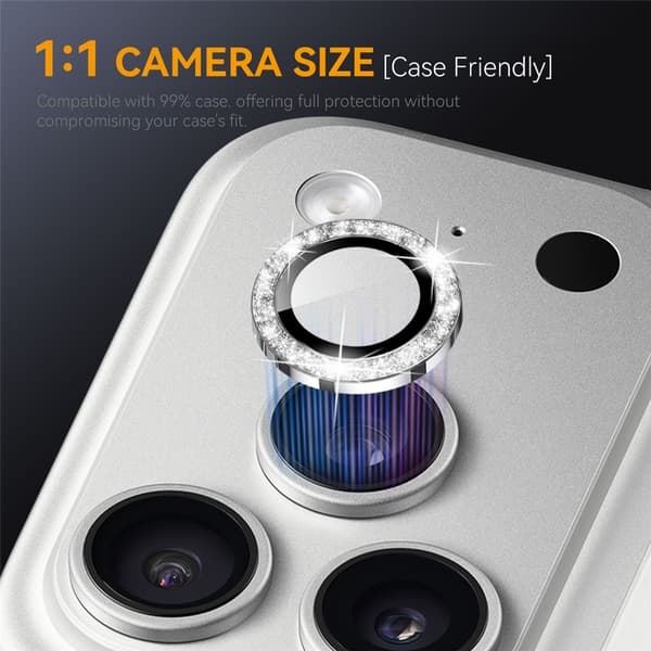 NORTHJO Glitter kameran linssuoja iPhone 18 Pro / 18 Pro Max puhelimelle Silver