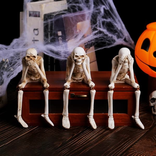 Halloween luurankohahmo Spooky Skull Decoration Party Haunted - See No Evil White