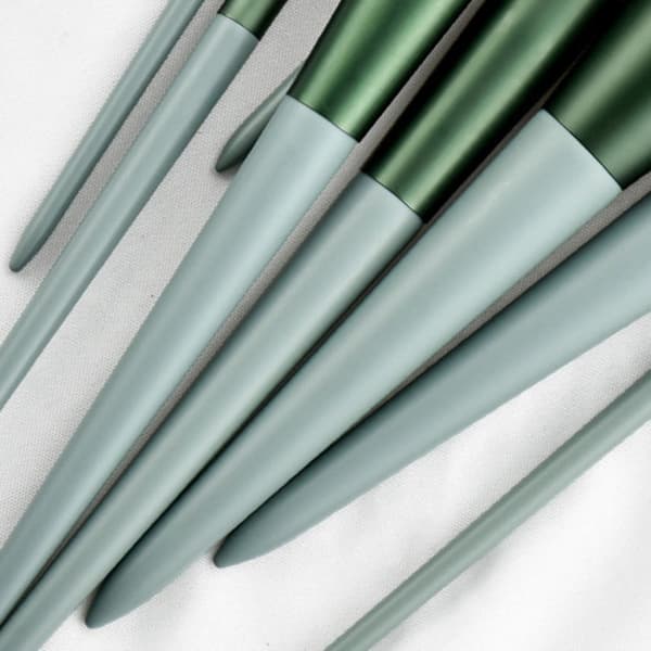 13 st Makeup Brush Set Borstar Foundation Kontur Blandning sammetspåse - Grön