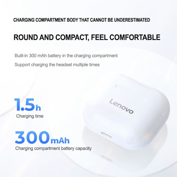 LENOVO LP40 LivePods Bluetooth-hodesett TWS Hodetelefoner White