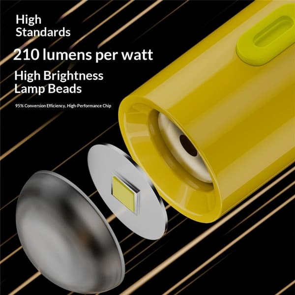 Lommelygte-2-pak: Batterifri minilommelygte med USB-C Plug & Play, 210–230 lumen Black