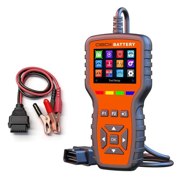 Felkodsläsare 2-i-1 OBD2-skanner batteritestare 40 000 felkoder motordiagnostik Orange