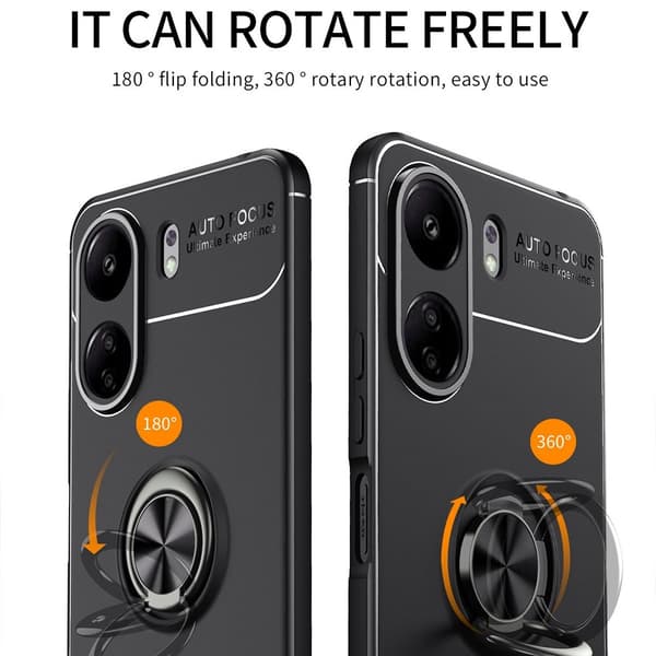 Til Xiaomi Redmi 13C Hybrid Shell fingerring metalplade Black
