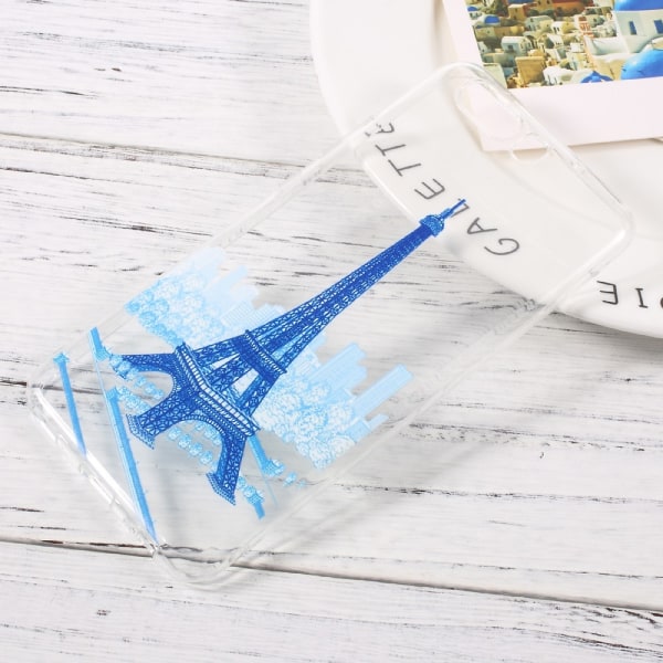 Huawei P10 Soft Gel TPU skal - Blue Eiffel Tower Transparent