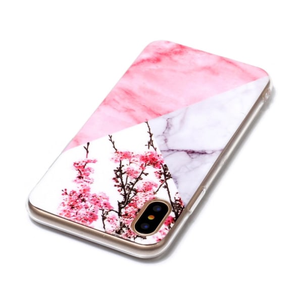 iPhone X Marble Pattern IMD TPU Back Cover Case - Plum Multicolor