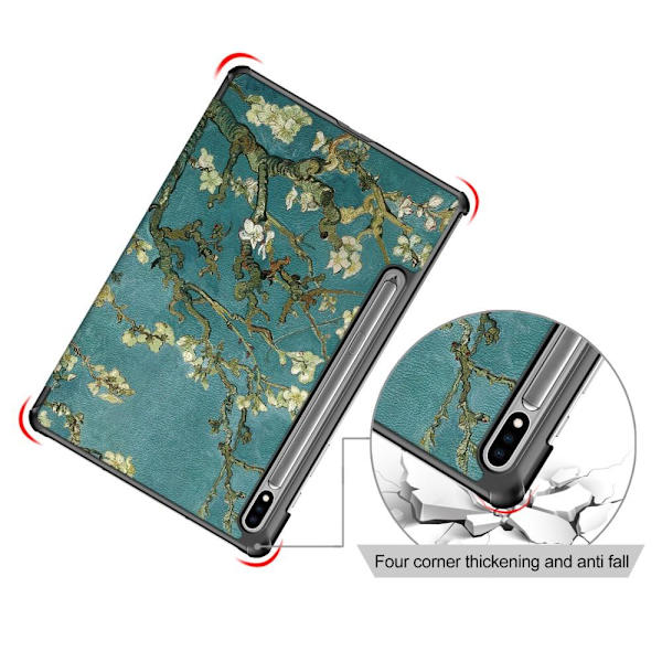 Slim Fit Cover Fodral Till Samsung Galaxy Tab S7 FE / Tab S7 Plus / Tab S8+ - White Flowers multifärg