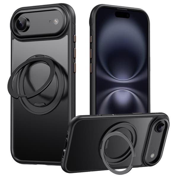 Cover til iPhone Air kompatibelt med MagSafe med stand TPU PC bagsidecover - Sort Black
