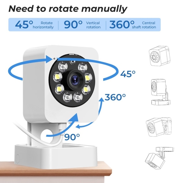 Smart Home Security Human Monitor 1080 HD trådløst WiFi-kamera White