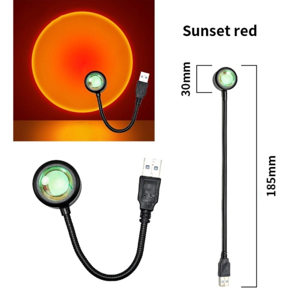 USB Lampa bil sovrum tak Projektor Solnedgång - Röd solnedgång Orange
