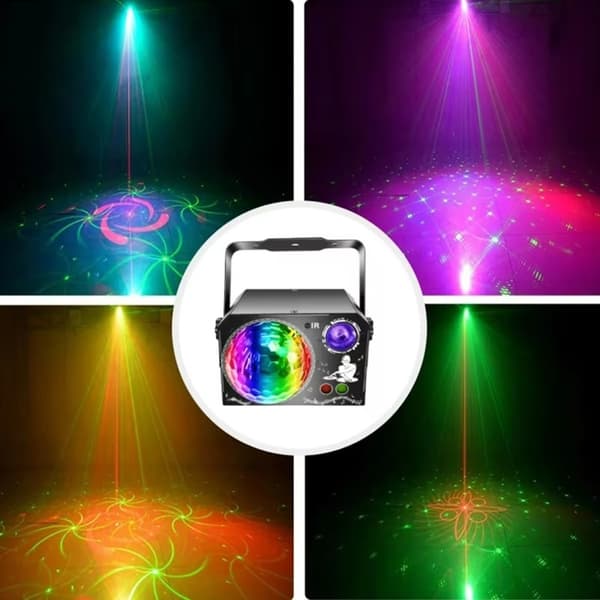 Magic Ball Laserlys L150MW 4-i-1 Laserlampe Scenefest Disco Magic Ball Lampe Black