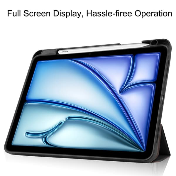 Etui for iPad Air 11 (2024) - Tri-fold Stativ, Tablettdeksel med pennholder - Svart Black