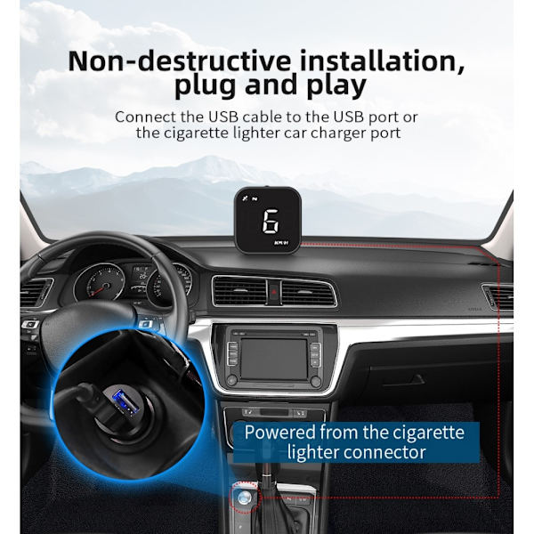 Head - Up Display HUD GPS Universal Multifunktionshastighedsmåler - Hvid White
