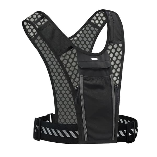 Refleksvest til løb, 3-liters væskesystem med lomme til touchskærm (til løb og cykling) Black