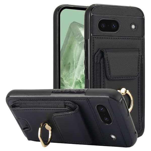 Google Pixel 8a Kickstand Case Puhelimen Suojakotelo Korttipaikoilla Black