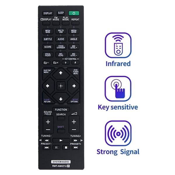 Fjernkontroll utskiftning for RMT-AM421U for Sony Home Audio System Black