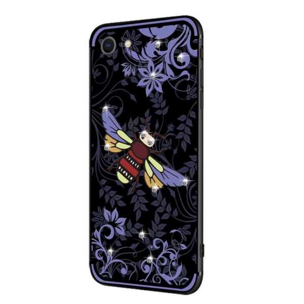 NXE Insect Pattern Rhinestone Decor TPU Cover for iPhone 8 / 7 - Purple Bee