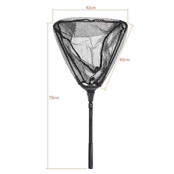 Sammenleggbar trekantformet fiskenett i nylon Black