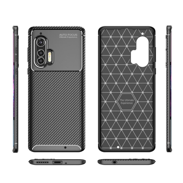 Carbon Fiber Anti-drop Soft TPU Case for Motorola Edge+ - Black Black