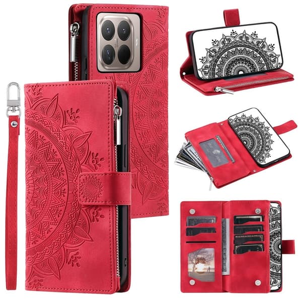 Til Xiaomi 17T Lommebokdeksel Mandala Red