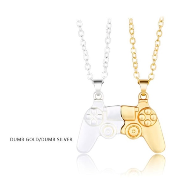 Magnetisk Game Controller Handkontroll Halsband Par Present - Guld/Silver multifärg