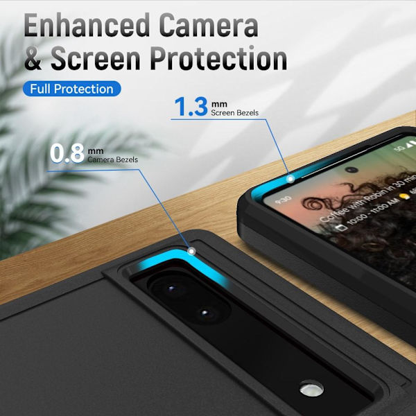 Google Pixel 6A iskunkestävä TPU+PC Kickstand -puhelinkotelo autoteline metallilevy - musta Black