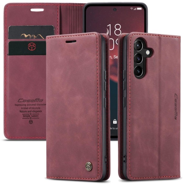 CASEME Retro Lompakkokotelo Samsung Galaxy A54 - Viininpunainen Red