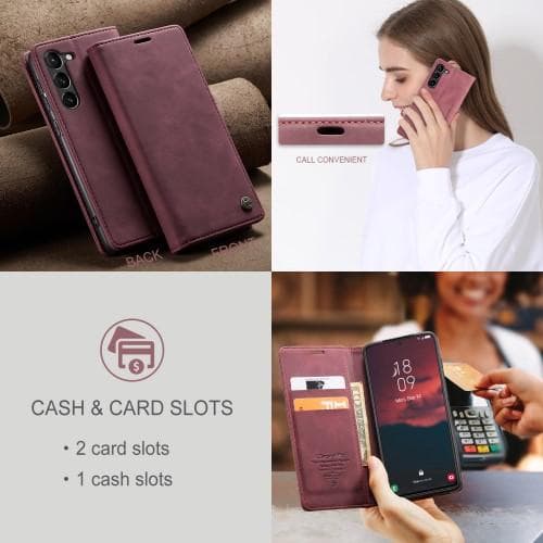 CASEME Retro Lompakkokotelo Samsung Galaxy S23 - Punainen Red