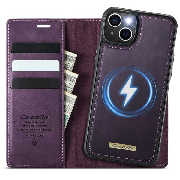 CASEME Til iPhone 15 Lommebokdeksel Magnetisk Avtakbar RFID Beskyttelse Blue